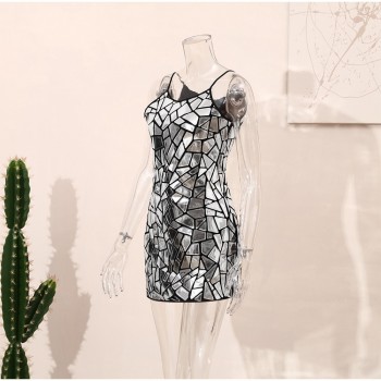 Sexy Metallic Sequin Halter Dress for Women - 2023 Summer Glitter Party Robe